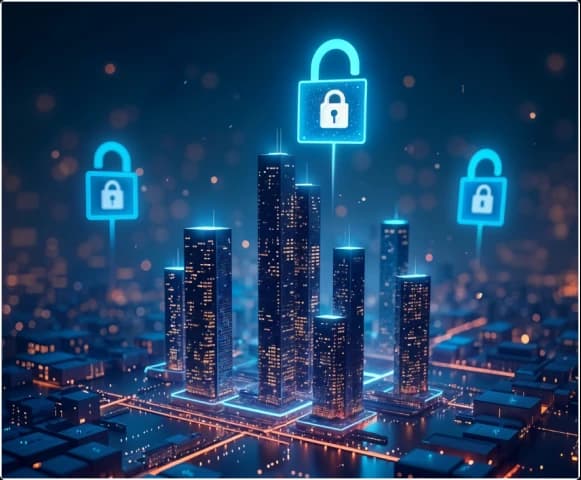 Secure digital cityscape representing Tech Hat infrastructure expertise